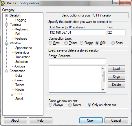 Использование Putty для SSH соединения